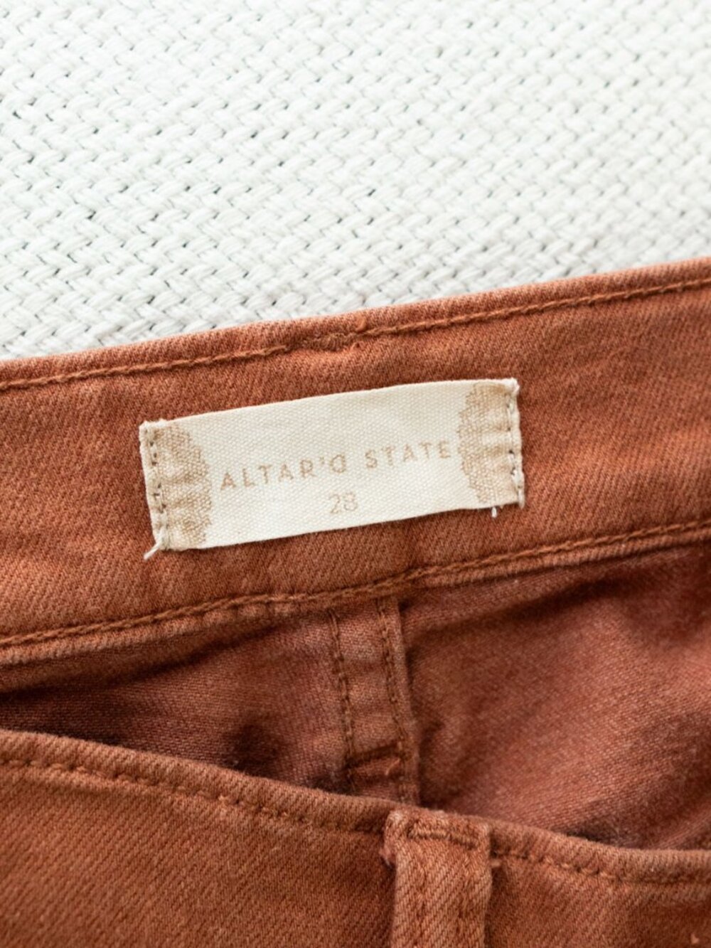 Altar'd State Brown Flare Jeans Women's 28 High Rise Stretch Frayed Hem Boho - Picture 4 of 15